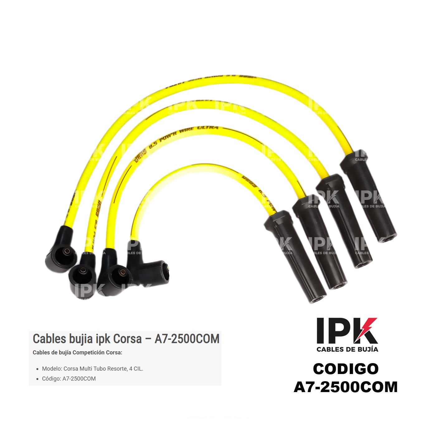 CABLE-DE-BUJIA-COMPETICION-CORSA-MULTI-TUBO-RESORTE-A7-2500COM Cables de bujías 8.5mm bajo resistencia