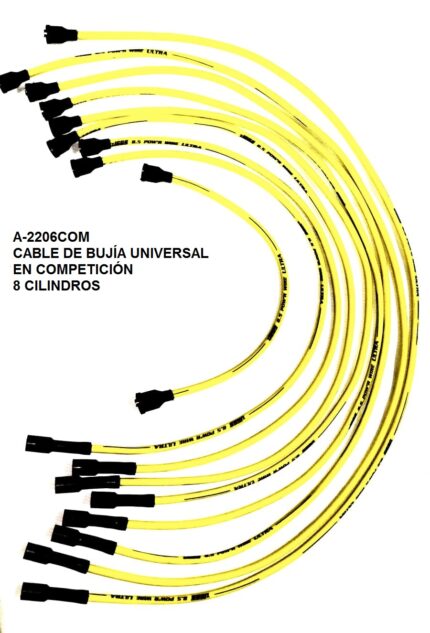 Juego de cables de bujía competición 8 cilindros medidas 46 77 90 100 110 120 cm - Repuestos Cañas